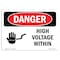 Signmission Safety Sign, OSHA Danger, 3.5" Height, 5" Width, High Voltage Within, Landscape OS-DS-D-35-L-1336 - alternate 1